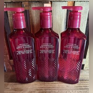 Bath & Body Works CHAMPAGNE APPLE & HONEY Cleansing Gel Hand Soap Fall Lot X 3